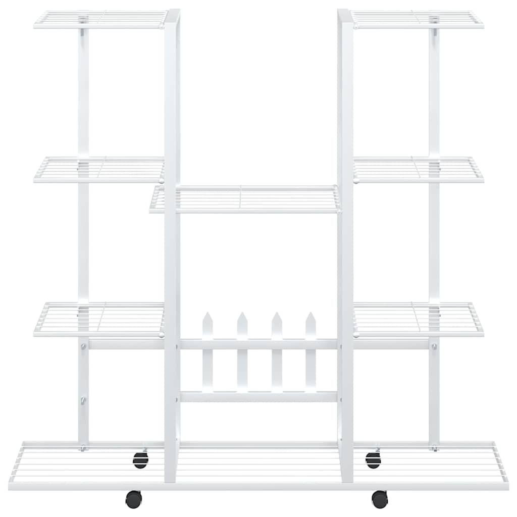 Blumenständer mit Rollen 94,5x24,5x91,5 cm Weiß Eisen