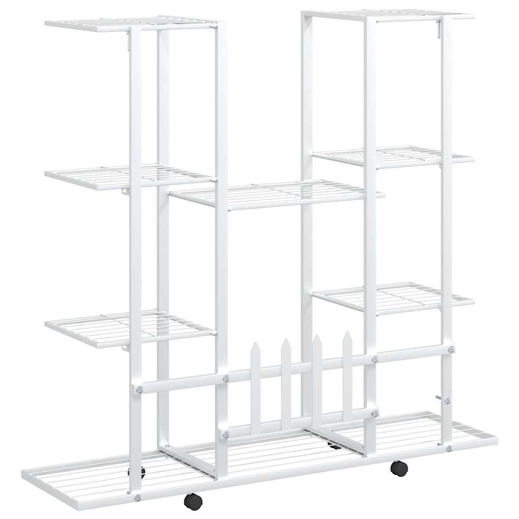 Blumenständer mit Rollen 94,5x24,5x91,5 cm Weiß Eisen