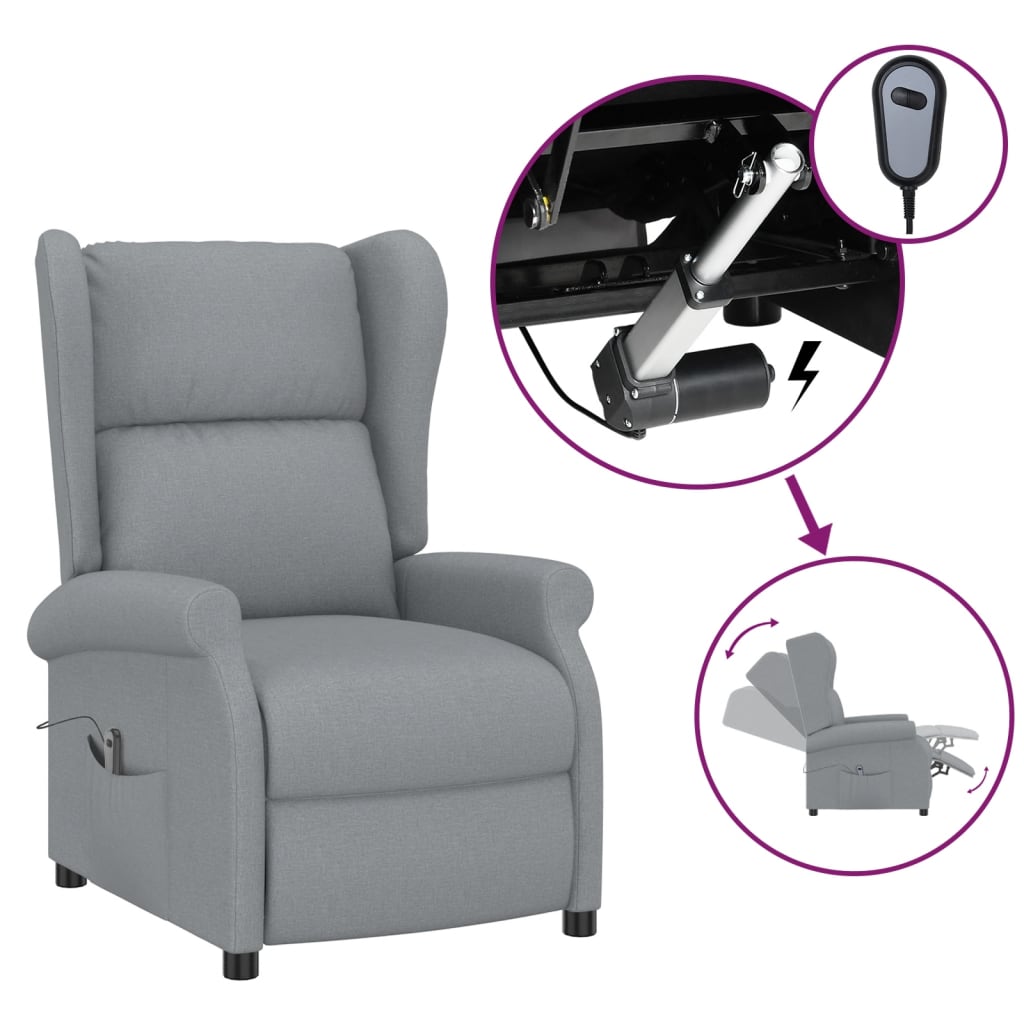 vidaXL Fauteuil inclinable électrique Gris clair Tissu