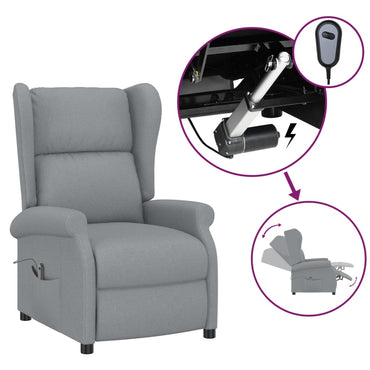 vidaXL Fauteuil inclinable électrique Gris clair Tissu