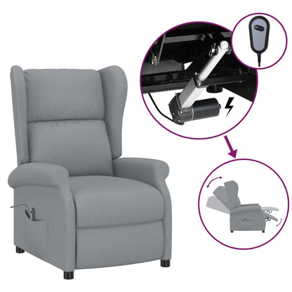 vidaXL Fauteuil inclinable électrique Gris clair Tissu