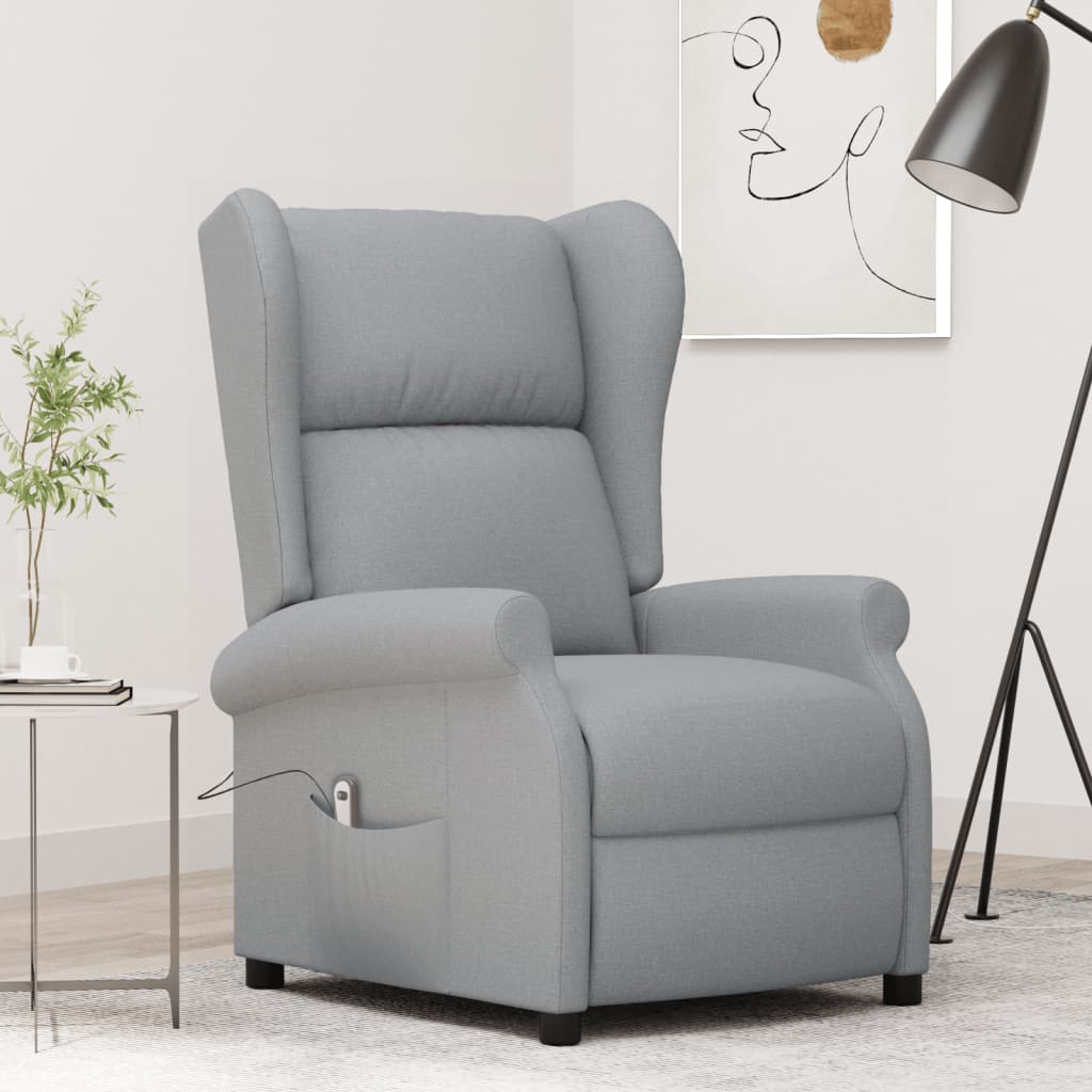 vidaXL Fauteuil inclinable électrique Gris clair Tissu