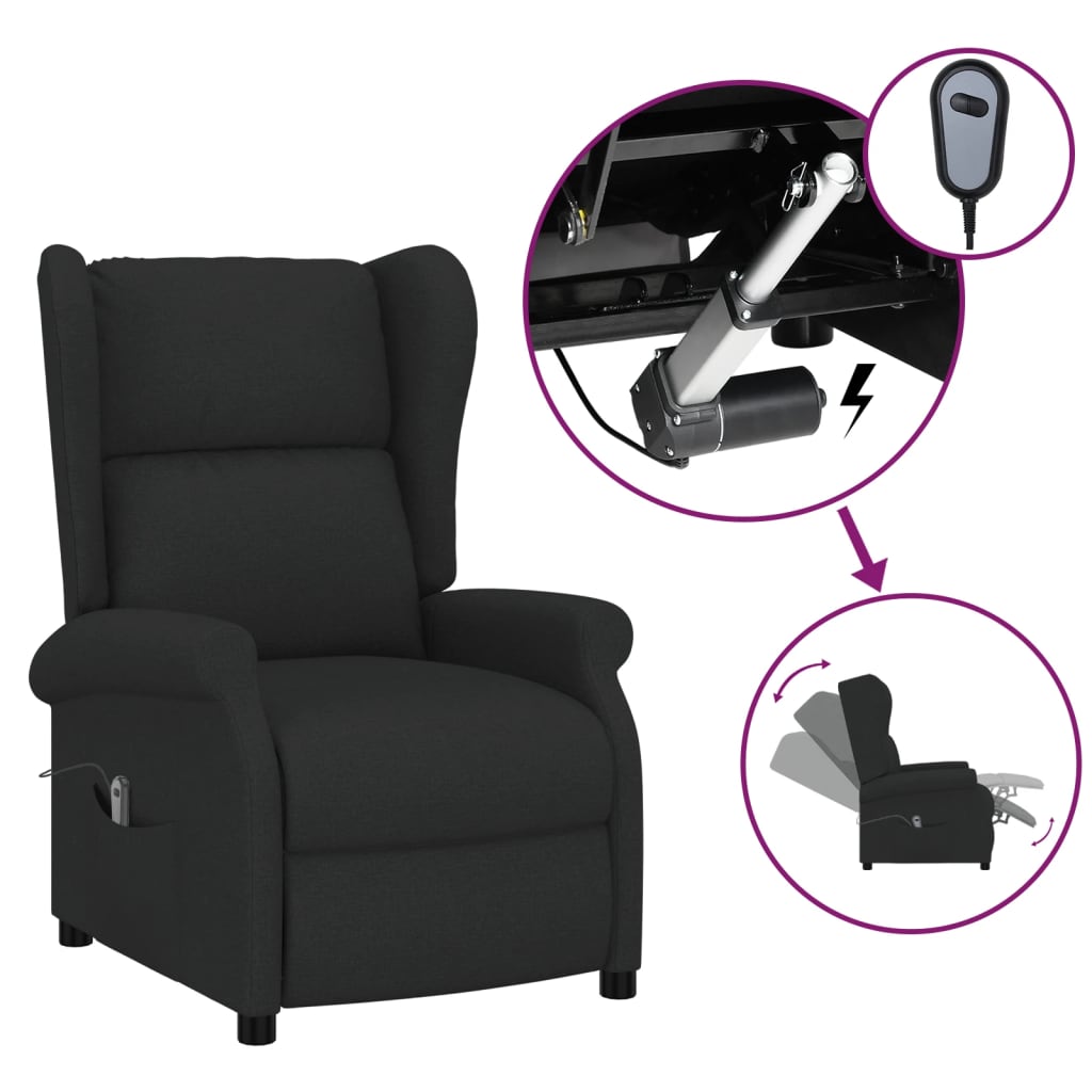 vidaXL Fauteuil inclinable électrique noir en tissu