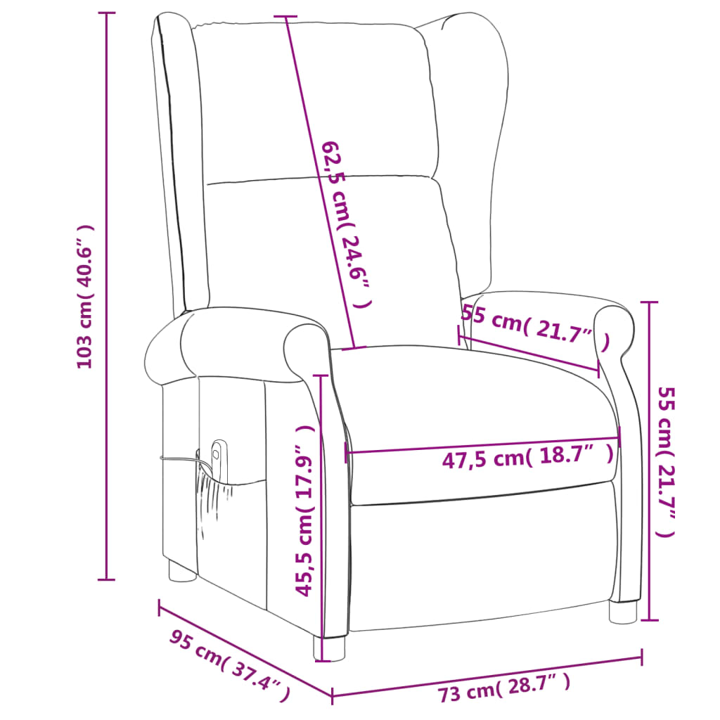 vidaXL Fauteuil inclinable électrique noir en tissu