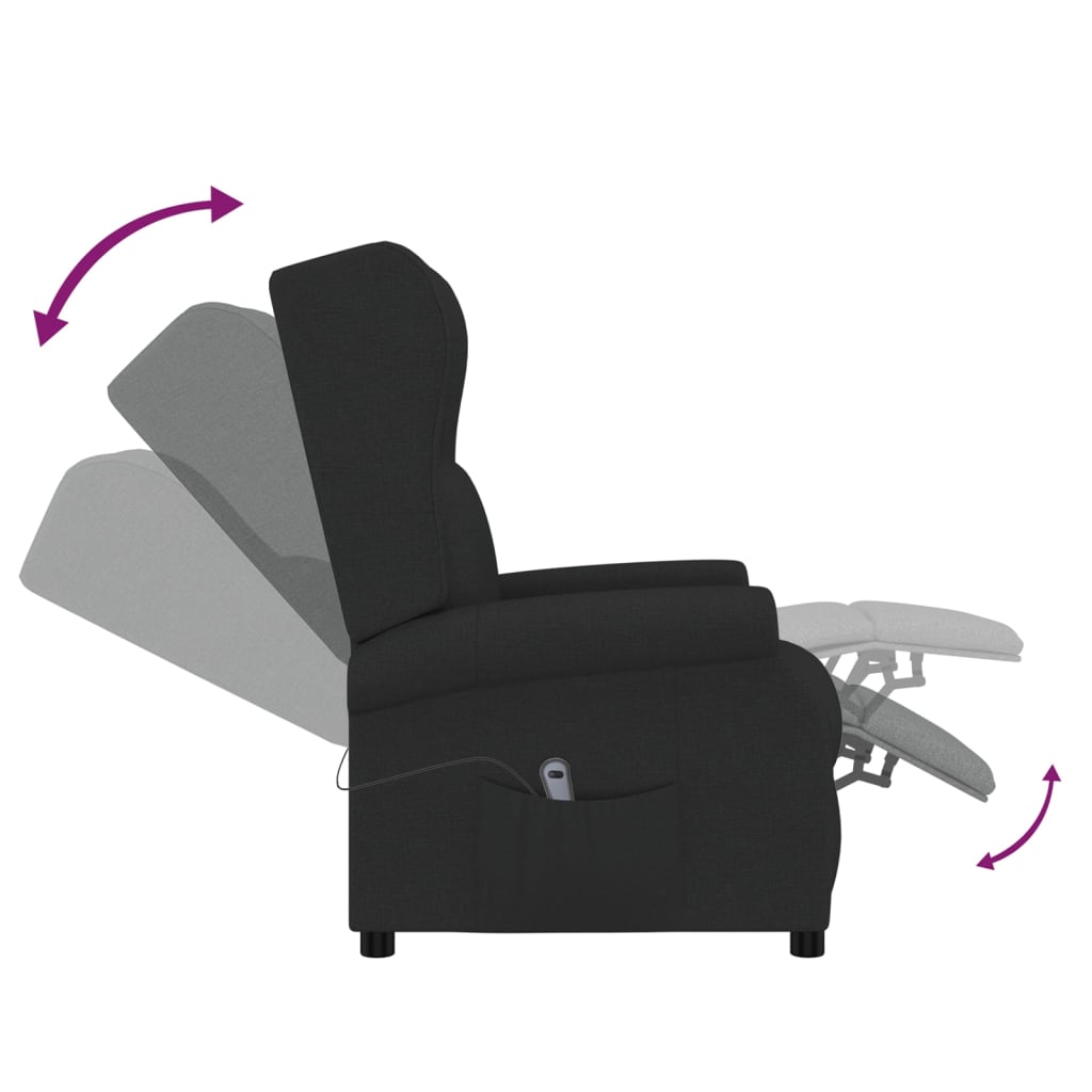 vidaXL Fauteuil inclinable électrique noir en tissu
