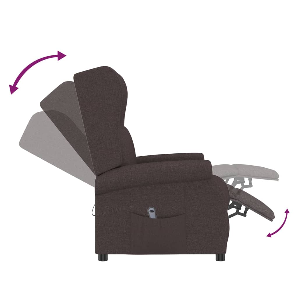 vidaXL Fauteuil inclinable électrique marron foncé en tissu