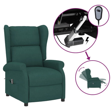 vidaXL Fauteuil inclinable électrique vert foncé en tissu