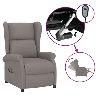 vidaXL Fauteuil releveur électrique en tissu taupe