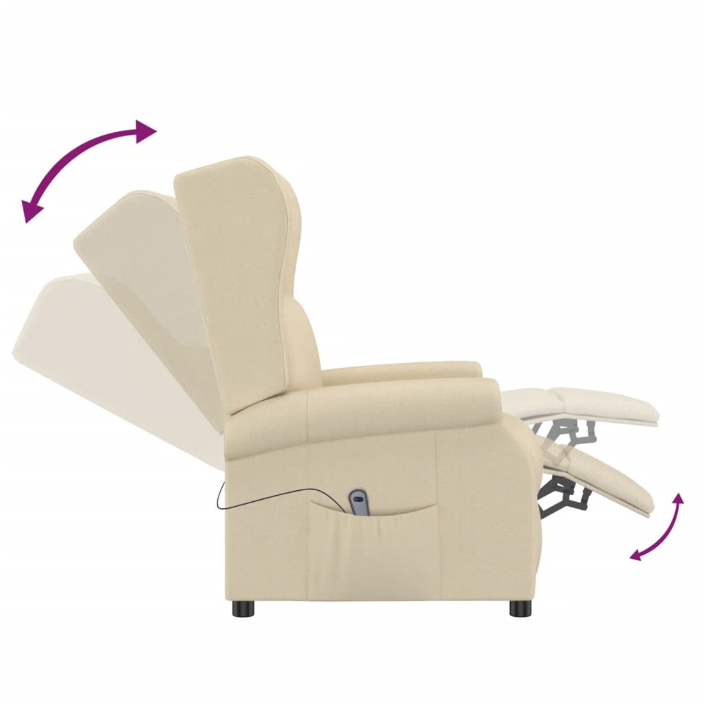 vidaXL Fauteuil club relax électrique crème tissu