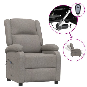 vidaXL Relaxsessel Elektrisch Taupe Stoff