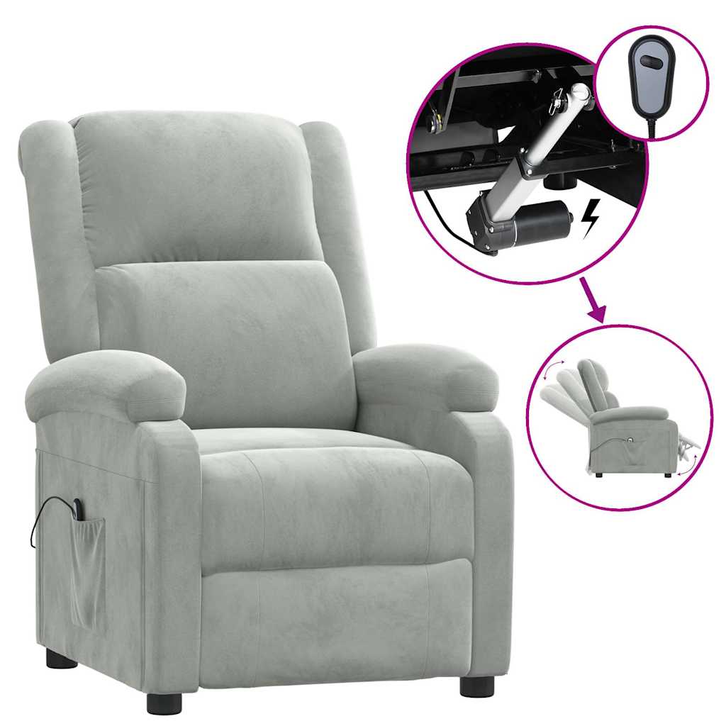 vidaXL Fauteuil relax électrique gris clair velours