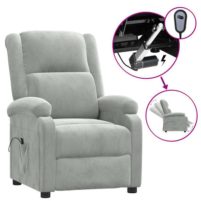 vidaXL Fauteuil relax électrique gris clair velours