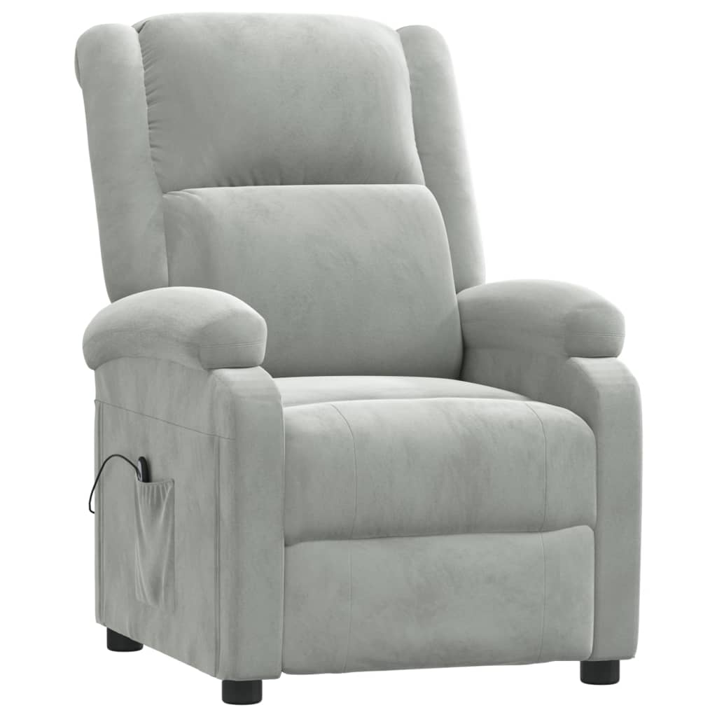 vidaXL Fauteuil relax électrique gris clair velours