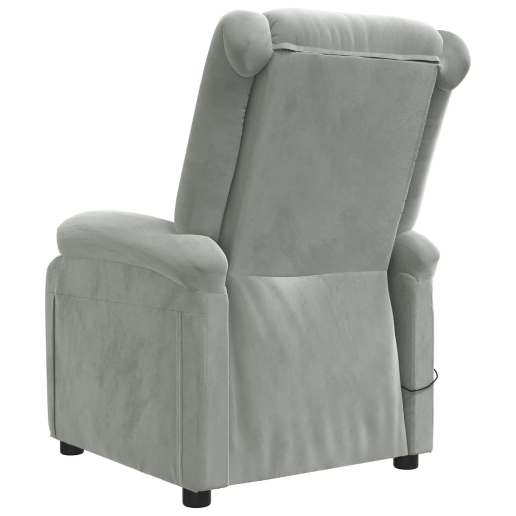vidaXL Fauteuil relax électrique gris clair velours