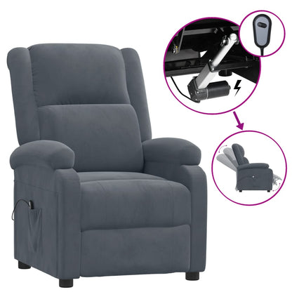 vidaXL Fauteuil de relaxation électrique Velours gris foncé