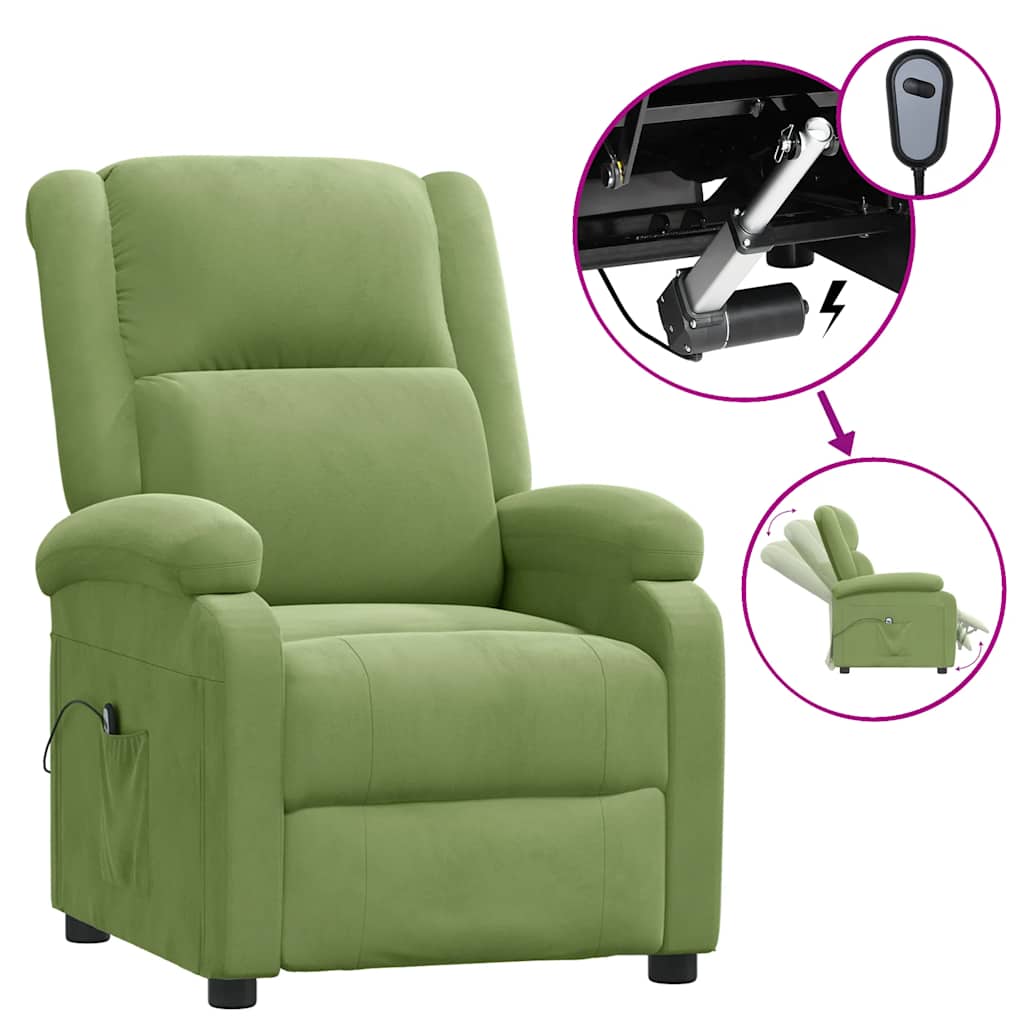 vidaXL Fauteuil relax électrique Velours vert clair