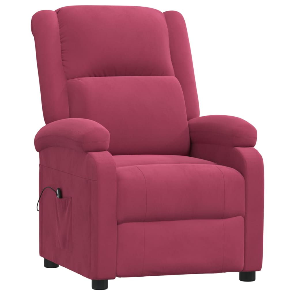 vidaXL Fauteuil relax électrique velours rouge bordeaux