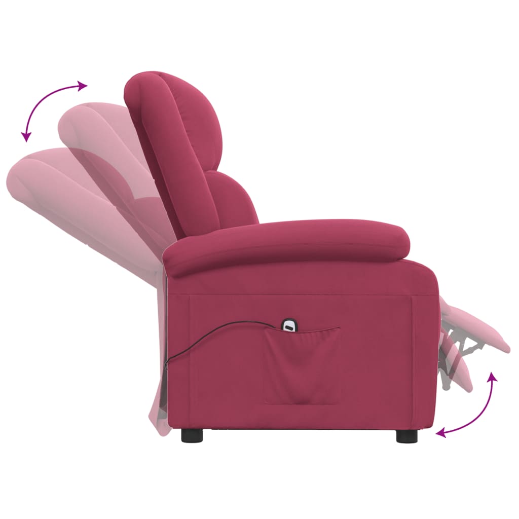 vidaXL Fauteuil relax électrique velours rouge bordeaux