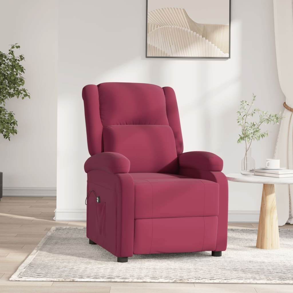 vidaXL Fauteuil relax électrique velours rouge bordeaux