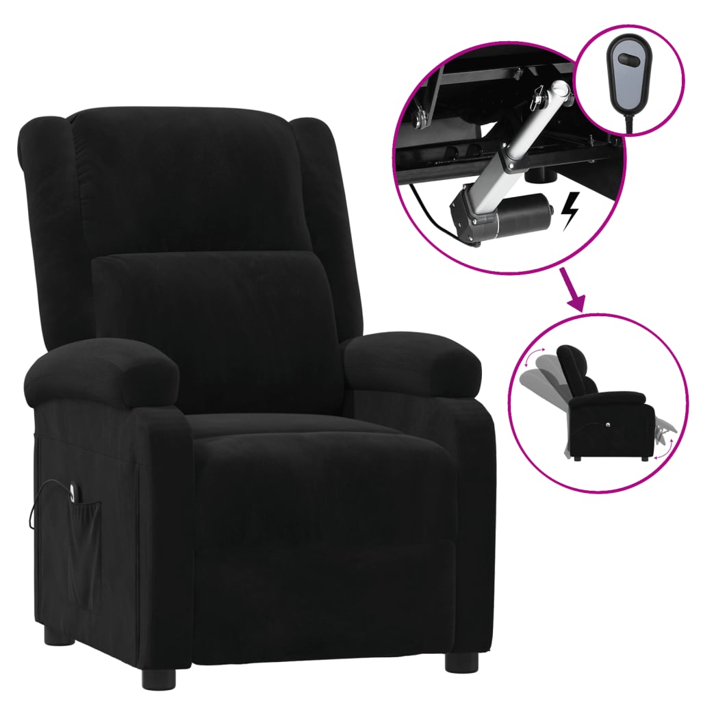 vidaXL Fauteuil relax électrique velours noir
