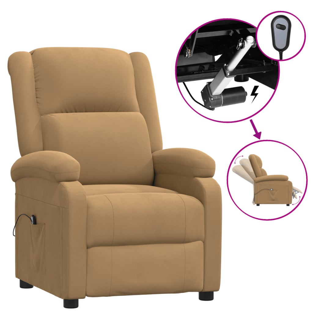 vidaXL Fauteuil relax électrique velours marron