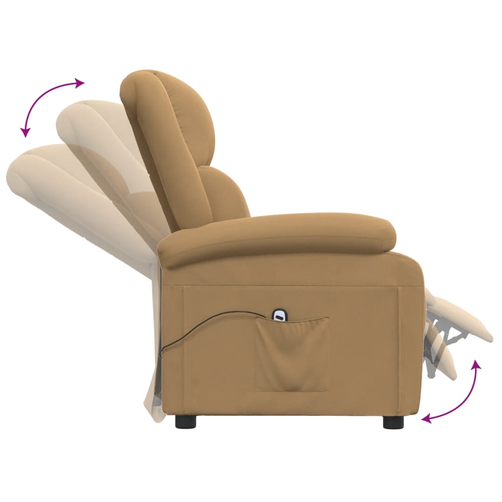 vidaXL Fauteuil relax électrique velours marron