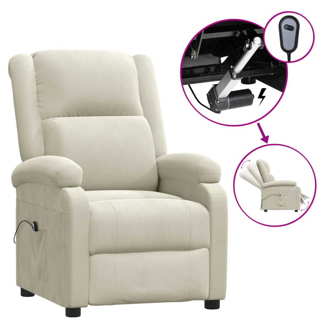 vidaXL Relaxsessel Elektrisch Creme Samt
