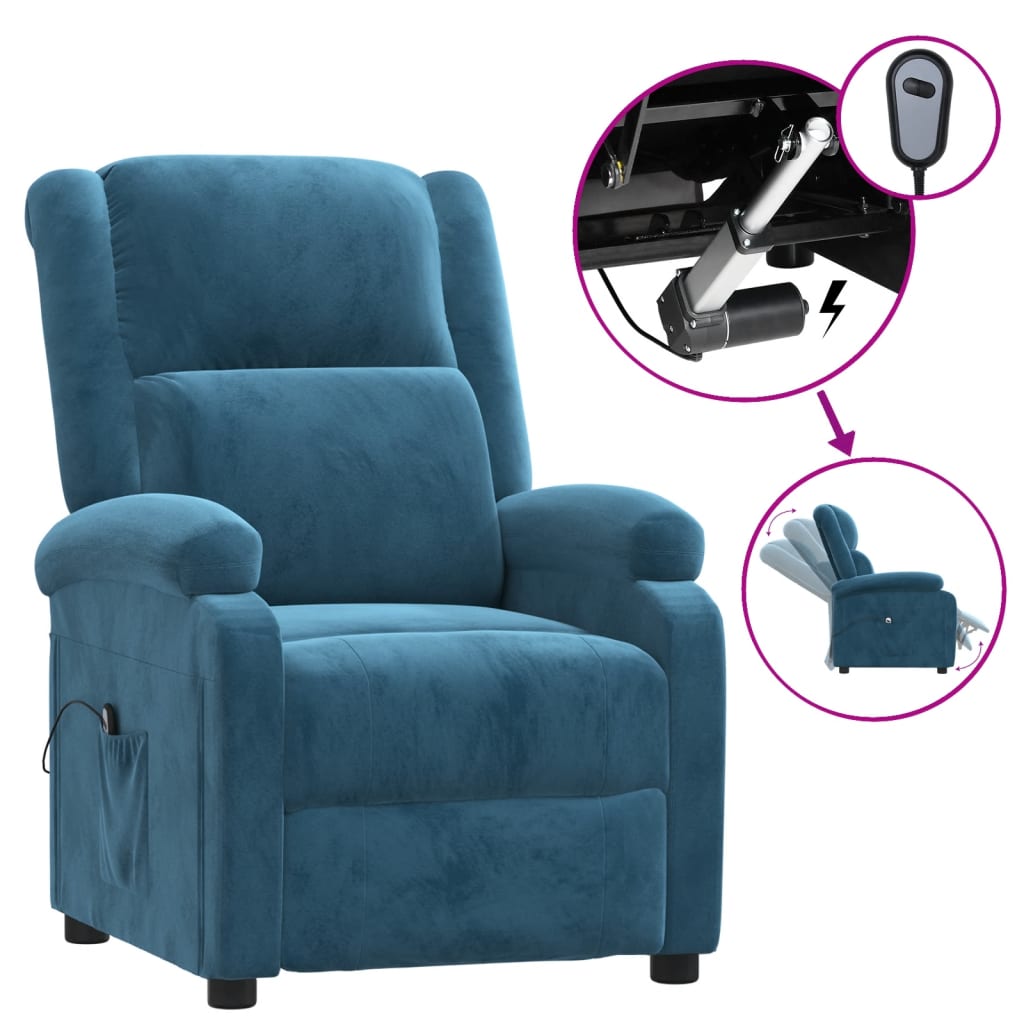 vidaXL Relaxsessel Elektrisch Blau Samt