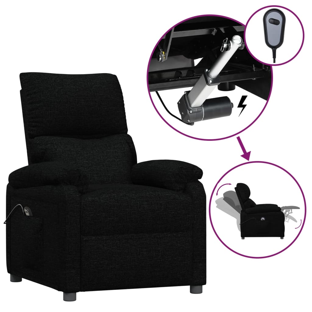 vidaXL Fauteuil relax électrique noir en tissu