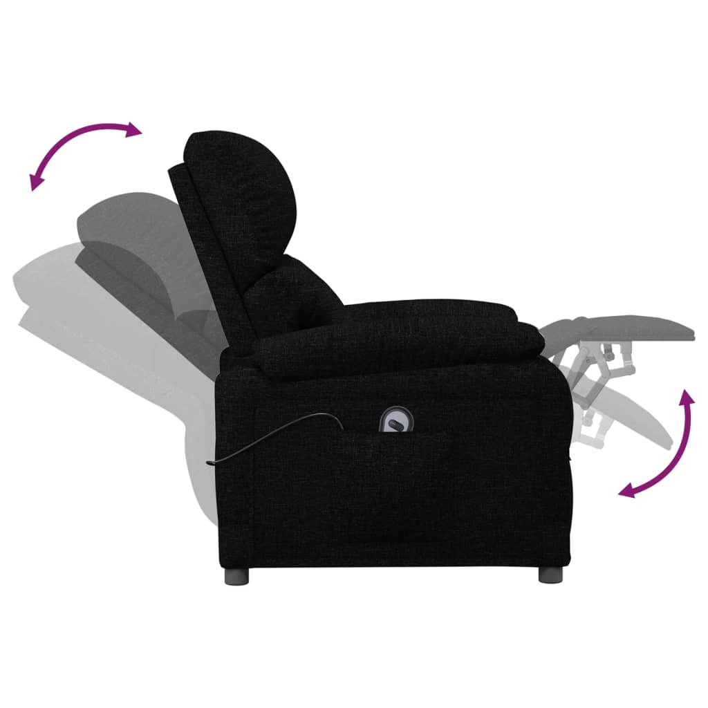 vidaXL Fauteuil relax électrique noir en tissu