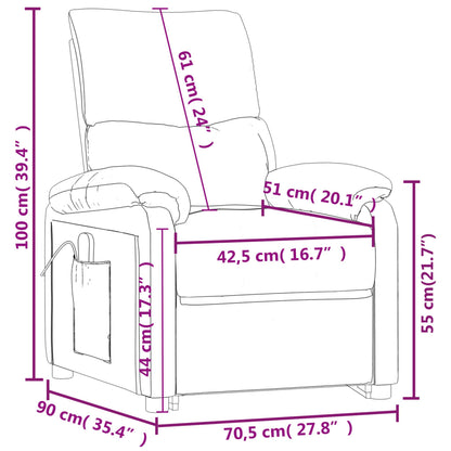vidaXL Fauteuil relax électrique marron foncé en tissu
