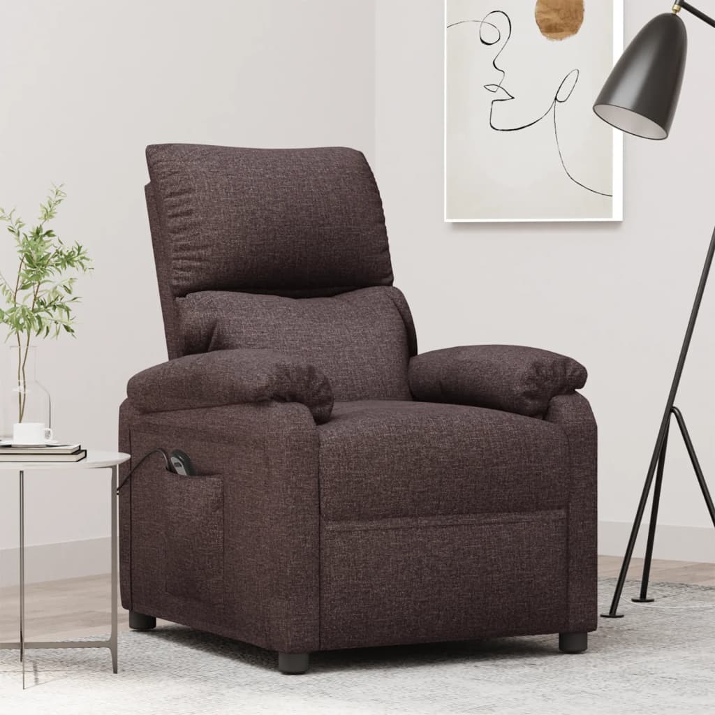 vidaXL Fauteuil relax électrique marron foncé en tissu