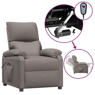 vidaXL Fauteuil relax électrique tissu taupe