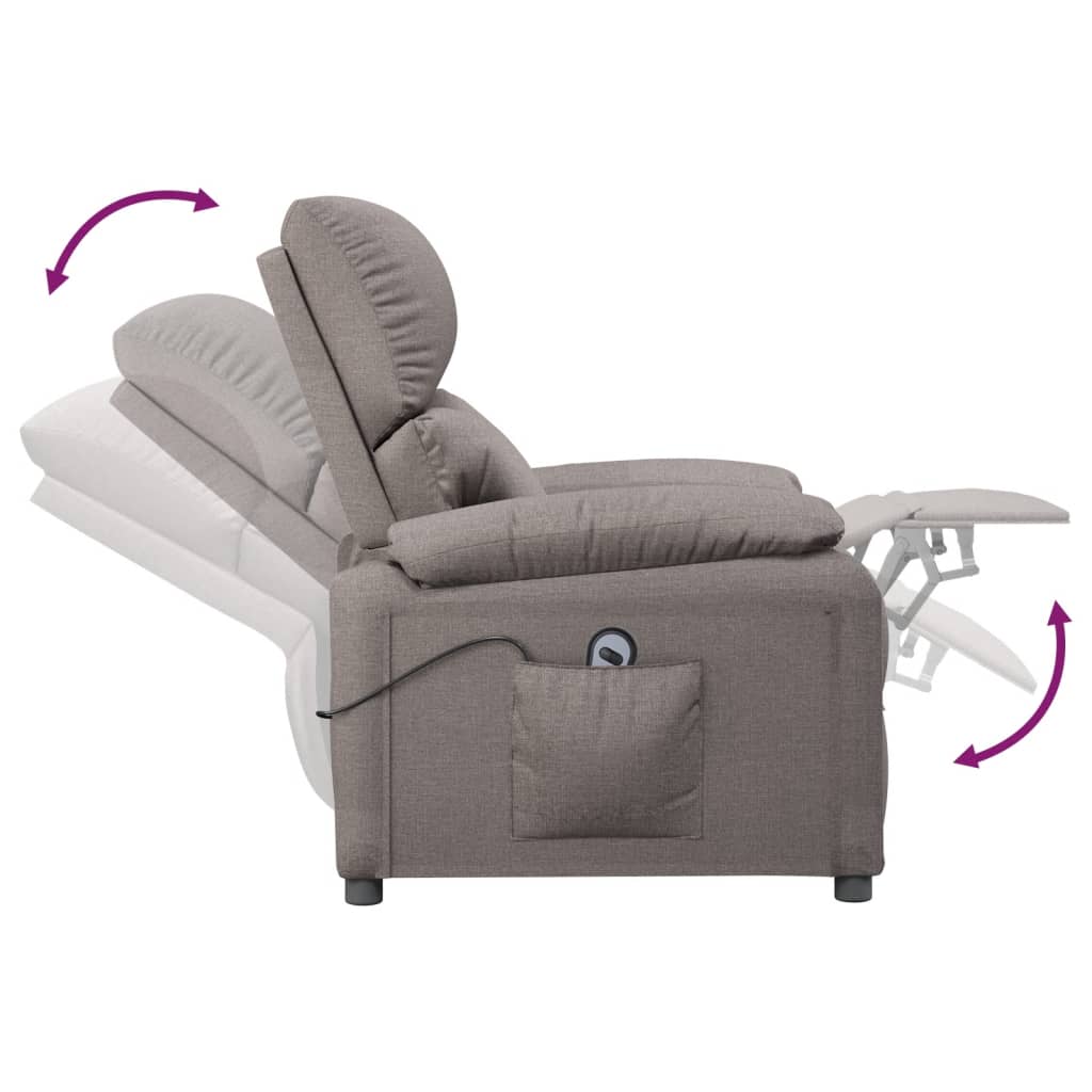 vidaXL Fauteuil relax électrique tissu taupe