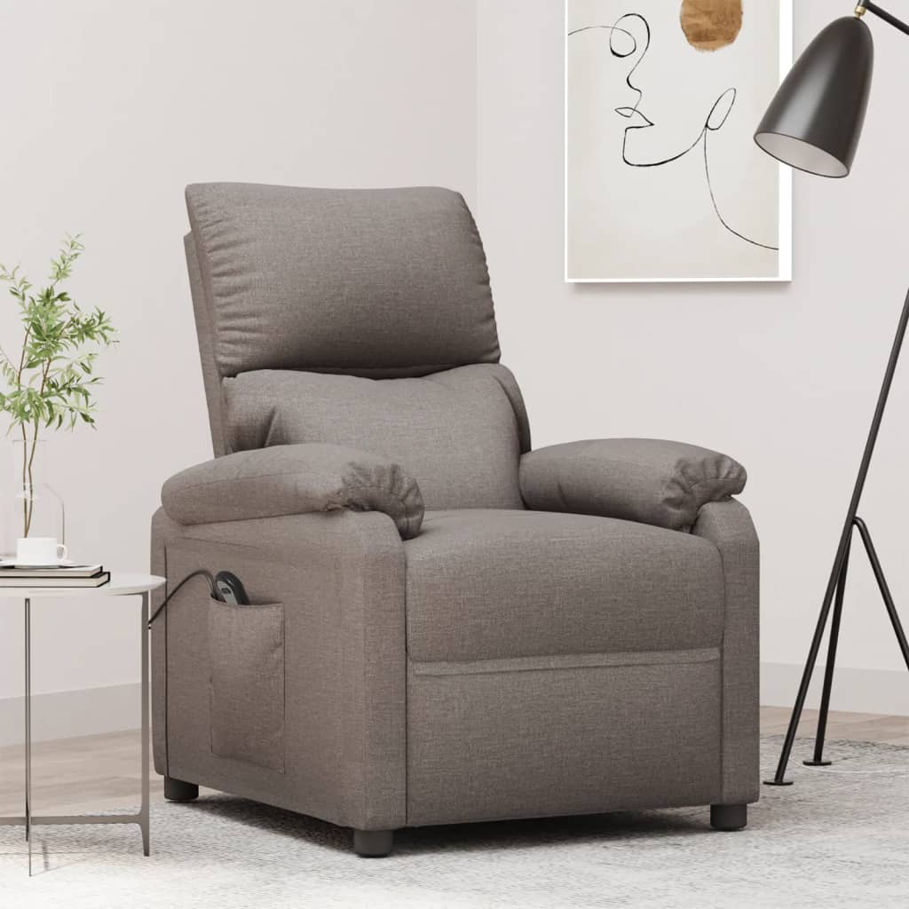 vidaXL Fauteuil relax électrique tissu taupe