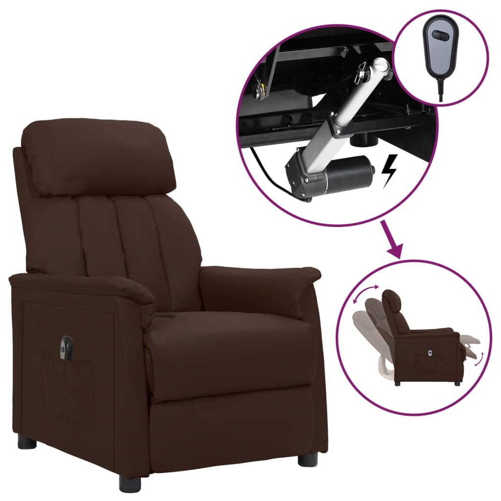 vidaXL Elektrischer Relaxsessel Braun Kunstleder