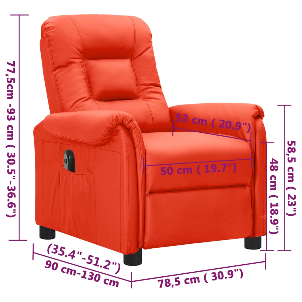 vidaXL Relaxsessel Elektrisch Rot Kunstleder