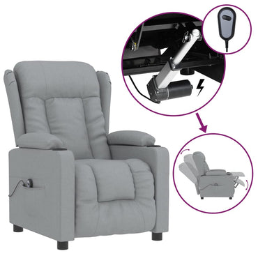 vidaXL Fauteuil relax électrique Gris clair Tissu