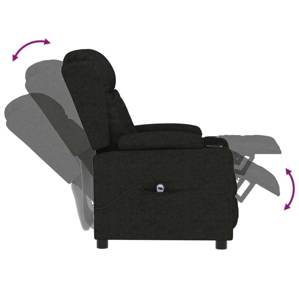 vidaXL Fauteuil relax électrique noir en tissu