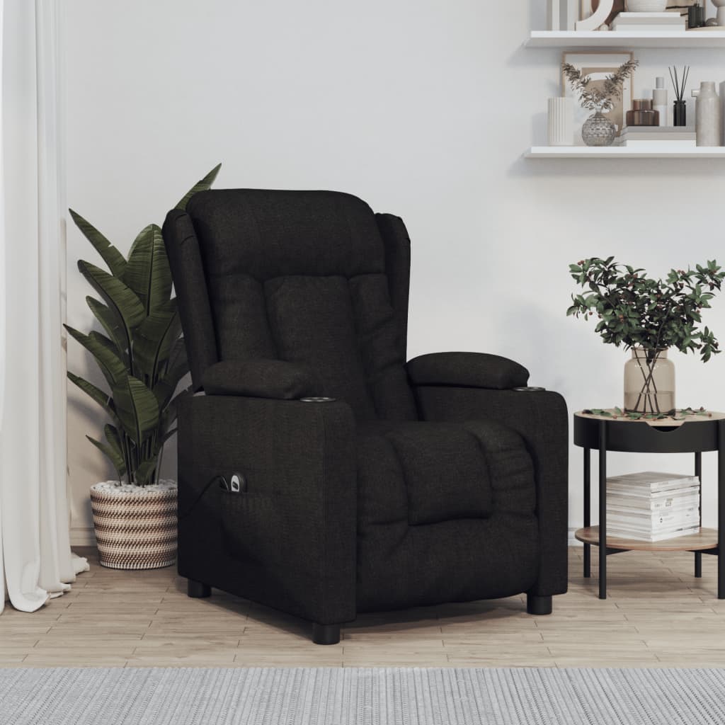 vidaXL Fauteuil relax électrique noir en tissu