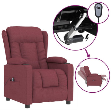 vidaXL Fauteuil relax électrique tissu rouge bordeaux