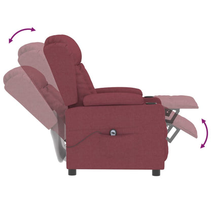 vidaXL Fauteuil relax électrique tissu rouge bordeaux
