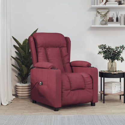 vidaXL Fauteuil relax électrique tissu rouge bordeaux