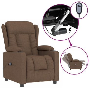 vidaXL Fauteuil de Relaxation Électrique Marron Tissu