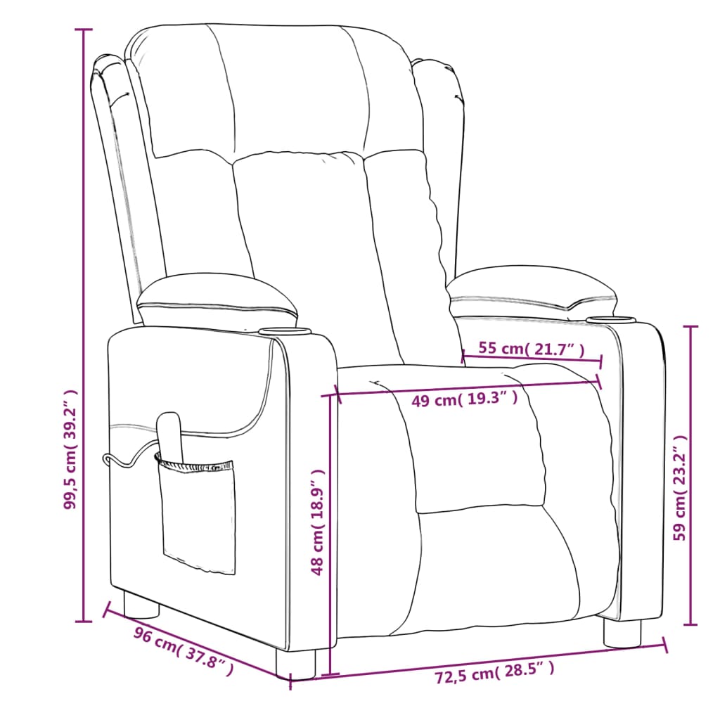 vidaXL Relaxsessel Elektrisch Braun Stoff