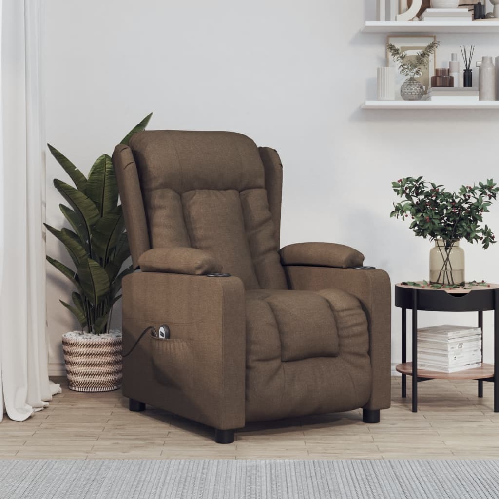 vidaXL Relaxsessel Elektrisch Braun Stoff