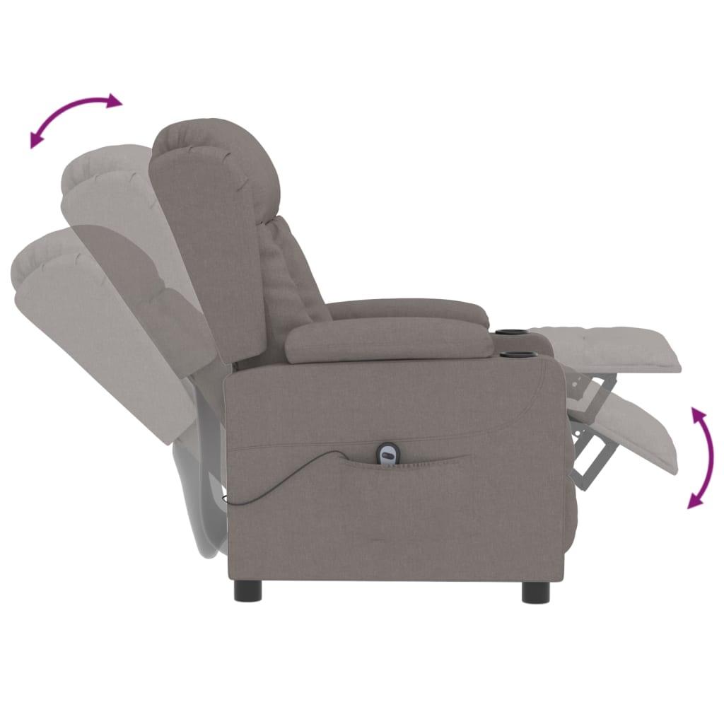 vidaXL Fauteuil relax électrique tissu taupe