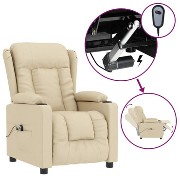 vidaXL Fauteuil de relaxation électrique crème tissu
