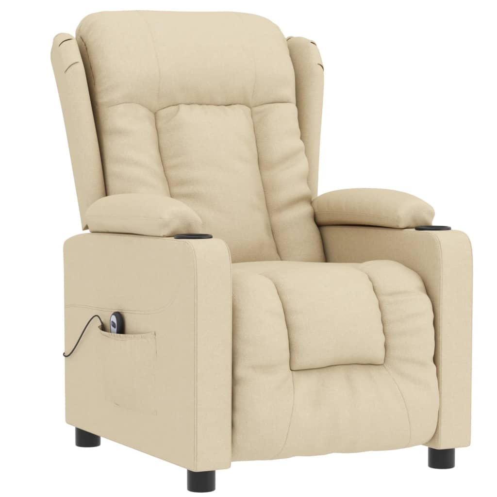 vidaXL Fauteuil de relaxation électrique crème tissu