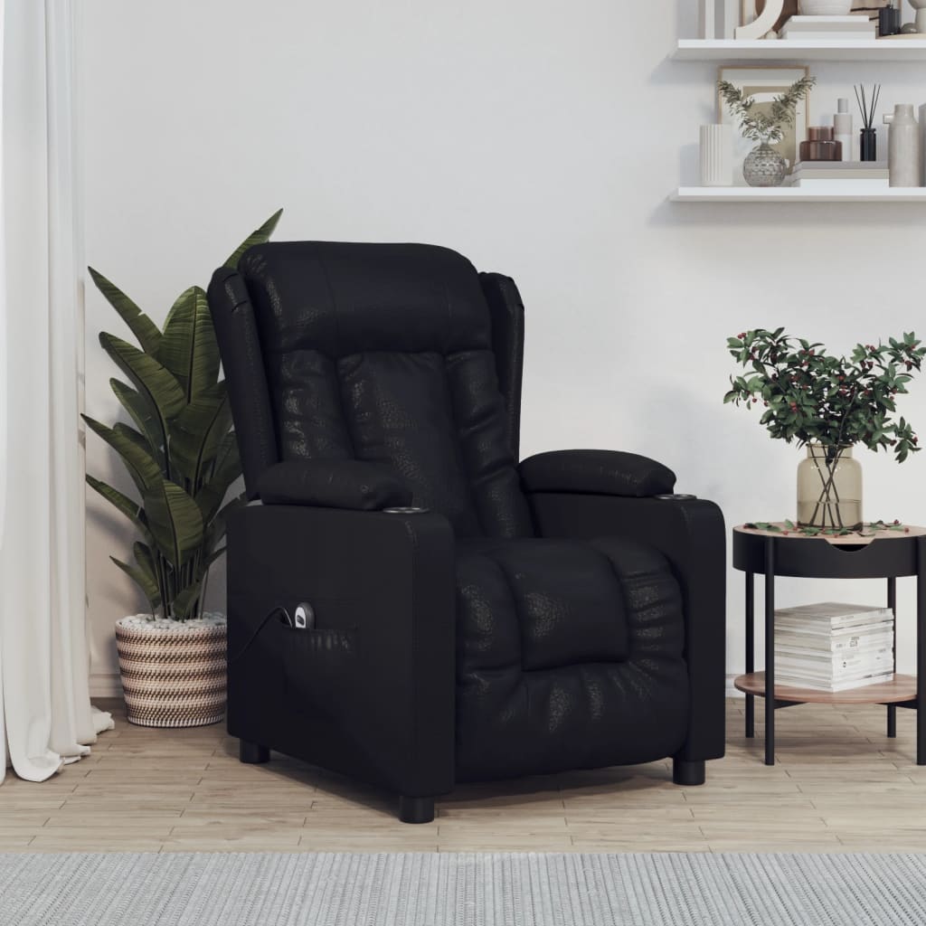 vidaXL Fauteuil de relaxation électrique noir en similicuir